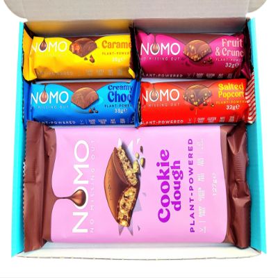 NOMO Chocolate Selection Hamper Gift Box | Cookie Dough | Free From, Gluten Free, Dairy Free, Egg Free, Nut Free, Vegan & Vegetarian | Hamper Exclusive To INTERGALACTIC SWEETS