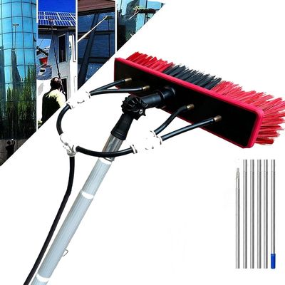 3-10 Metre Telescopic Extending Water Fed Upstairs - 180 Rotatable Brush Head Telescopic Cleaning Brush Outdoor Window Glass Solar Panel