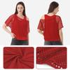 WILDPARTY Women's Casual Sexy Off Shoulder T-Shirt, 80s 90s Outfit 80's Costume Fishnet Neon Shirt Summer Short Sleeve, Fishnet Two Pieces--red, XXL view 2