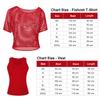 WILDPARTY Women's Casual Sexy Off Shoulder T-Shirt, 80s 90s Outfit 80's Costume Fishnet Neon Shirt Summer Short Sleeve, Fishnet Two Pieces--red, XXL view 3