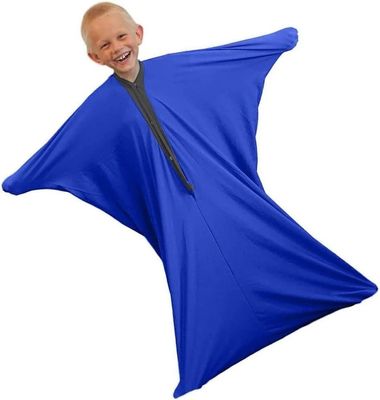 Sensory Stretchy Body Sock for Individuals with Autism, Anxiety - Deep Pressure Simulation Body Blanket - Full-Body Wrap - Snap Closure(Marineblau,S)