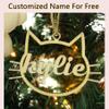 Christmas Personalized Pet Name Ornament Dog Name Xmas Paw Ornament Dog Cat Customized Decoration Pendant Gift for Pet Lovers view 2