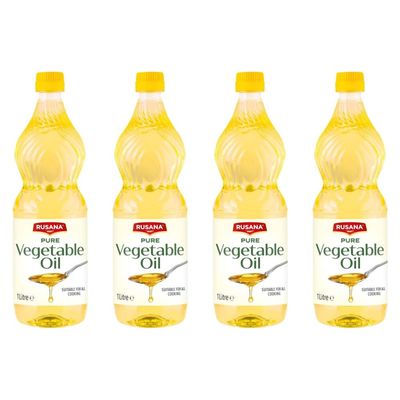 Rusana Vegetable Oil 1L - This Food Cupboard Essential Is Ideal In All Kinds Of Cooking, Frying And Baking Tasks - Pack of 4
