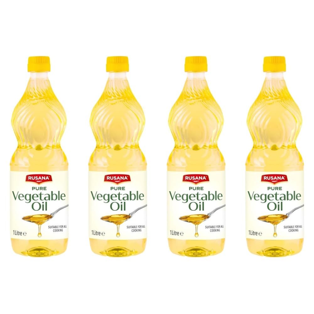 Rusana Vegetable Oil 1L - This Food Cupboard Essential Is Ideal In All Kinds Of Cooking, Frying And Baking Tasks - Pack of 4