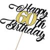 YQLXDHBD Happy 60th Birthday Cake TopperBlack Gold Glitter Cheers to 60 Years Birthday Cake Pick 60 Fabulous Cake DecorationMen and Women 60th Birthday/Anniversary Party Cake Decoration Supplies view 3