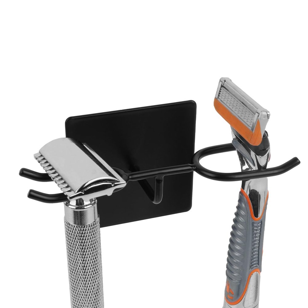 Linkidea Stainless Steel Razor Stand, DE Safety Razor Holder for Wall, Compatible with Gillette Fusion 5, Sensor 3, Labs Special NFL Series, Merkur 23C (Black)