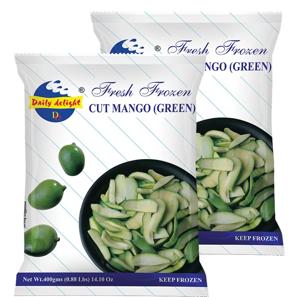Daily Delight Cut Mango Green - 400g, Fresh Frozen Vegetables, Pacha Manga, Flavorful Green Mango Slices for Culinary Delights (Pack of 2)