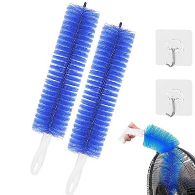 2Pcs Flexible Fan Dusting Brush,Bendable Multi Purpose Crevice Brush,Microfiber Dust Collector,Electric Fan Dust Brush Cleaner,Non-disassembly Cleaning (Blue)