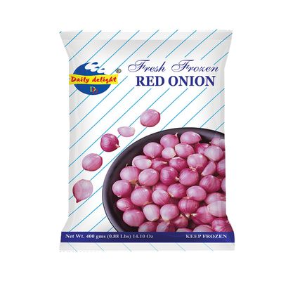 Daily Delight Red Onion - 400g, Fresh Frozen Vegetables, Ready to Use, Perfect for Making Onion Sambar, Many a Tasty Curry (Pack of 1)