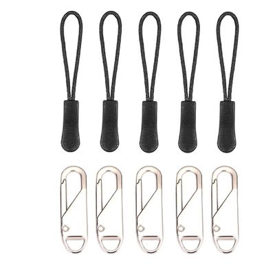 10pcs Zip Puller with Pull Rope Fix Zip Puller Slider Repair Replacement KitBackpack Pack Straps AccessoriesSuitable for Zipper Replacement of Clothing BagsSilver