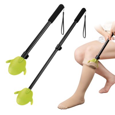 Compression Sock Aid Device for Removing SocksSock Assistant,Shoe Horn Long Handle,2 in 1 Adjustable Aluminum Tube 16"-27" Independent Living Aids for Seniors,Elderly, Disabled Men and Women1 Pack