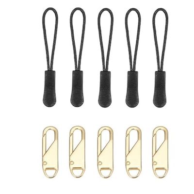 10pcs Zip Puller with Pull Rope Fix Zip Puller Slider Repair Replacement KitBackpack Pack Straps AccessoriesSuitable for Zipper Replacement of Clothing BagsGolden
