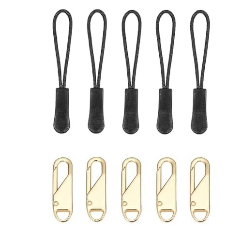 10pcs Zip Puller with Pull Rope Fix Zip Puller Slider Repair Replacement KitBackpack Pack Straps AccessoriesSuitable for Zipper Replacement of Clothing BagsGolden
