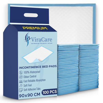 100 x Premium Incontinence Bed Pads 90x90 cm | Incontinence Bed Sheets | Provides Soft Feel | Disposable Bed Mats for Incontinence | Bed Protectors Kids | Maternity Bed Mats |