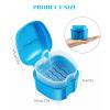Acpetdr 2 Pack Denture Box with Strainer Basket Durable FalDenture Box with Strainer Basket Durable False Teeth Soaking Container Orthodontic Retainer Storage Case for Travel(Blue, Light Blue) view 2