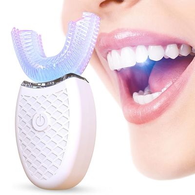 Ultrasonic U Type Electric Toothbrush, 360 Automatic Electric Toothbrush Teeth Whitening Brush Wireless Electric Tooth Clean Brush Adults Electric Lazy Toothbrush (White, One Size)