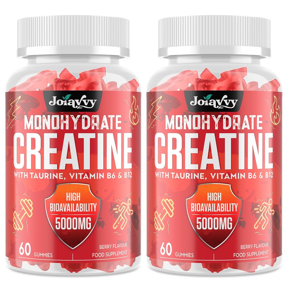 Creatine Monohydrate Gummies 5000mg Per Serving for Men & Women, Enhanced with Taurine & Vitamin B6, Pre -Workout Supplement for Muscle Growth, Strength & Recovery, Berry Flavor, 120 Vegan Gummies