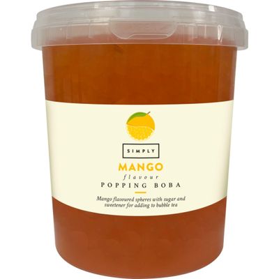 Simply Mango Popping Boba, Fruit Juice Flavoured Bursting Boba Pearls for Bubble Tea, Vegan & Halal Friendly, 870g