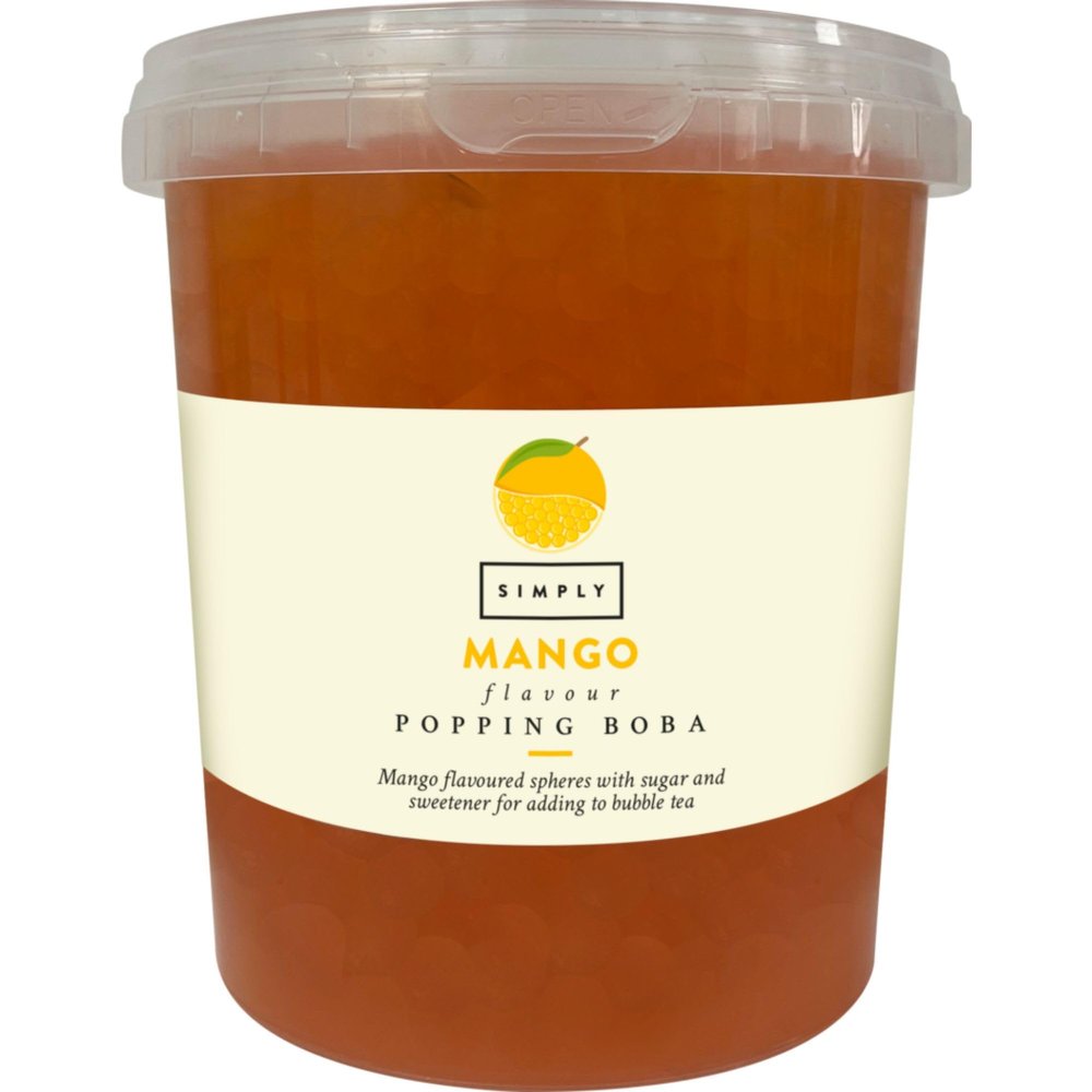 Simply Mango Popping Boba, Fruit Juice Flavoured Bursting Boba Pearls for Bubble Tea, Vegan & Halal Friendly, 870g