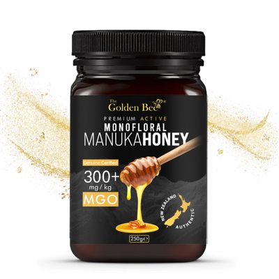 Powerhouse Manuka Honey 100% 300+ MGO Certified Approved | Antimicrobial for Wound and Skin Healing | Dark, Rich & Creamy | Sealed & Bottled In New Zealand (250g) by The Golden Bee