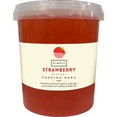 Simply Strawberry Popping Boba, Fruit Juice Flavoured Bursting Boba Pearls for Bubble Tea, Vegan & Halal Friendly, 870g