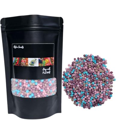 SKVDNTRADE8 Millions Sweets 385g - Chewy Bulk Sweets for Kids & Adults 5 Flavors: Raspberry, Bubblegum, Blackcurrant, Vimto,cola Flavour - Vegetarian & Vegan - Treats,Christsmas stocking filler