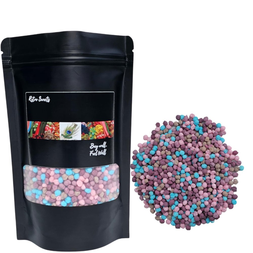 SKVDNTRADE8 Millions Sweets 385g - Chewy Bulk Sweets for Kids & Adults 5 Flavors: Raspberry, Bubblegum, Blackcurrant, Vimto,cola Flavour - Vegetarian & Vegan - Treats,Christsmas stocking filler