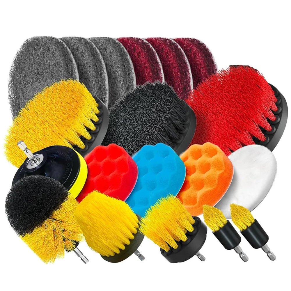 20 Pcs Cleaning Brush Attachments Set With Extend Long Attachment Car Polishing Pad Kit Cleaning Supplies Shower Scrub Scratch