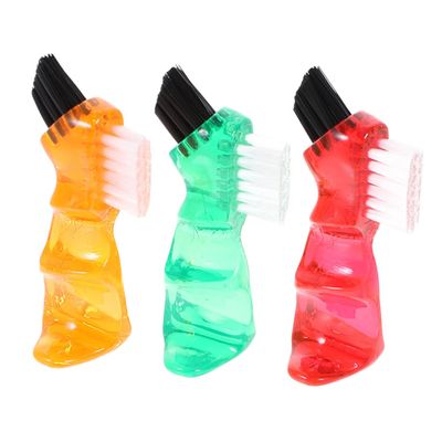 COLLBATH Brush Toothbrush 3pcs Double-Head Small Mini Portable Personal Cleaning Brushes for Household Oral Care Red Orange Green