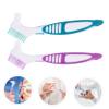 Hoement Double Sided Denture Toothbrush Dual Heads Denture Brush 2Pcs Soft Bristles Ergonomic Handle Portable Travel Use at Home view 2