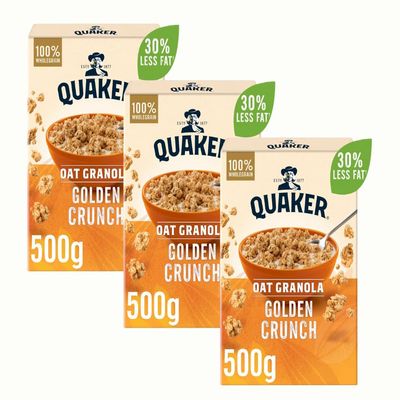 Breakfast Oats Granola Bulk Pack with Quaker Oat Granola Golden Crunch 500g - 3 Pack