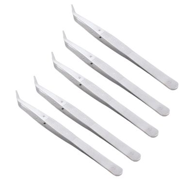 Akozon 5pcs Curved Stainless Steel Tweezer Set - Hand Repair Tools for Sewing Machine