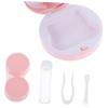 Hoement 2sets Portable Cases Leak Household Organizer Stylish Transparent Contacts Holder Green and Pink for Travel and Daily Use view 4