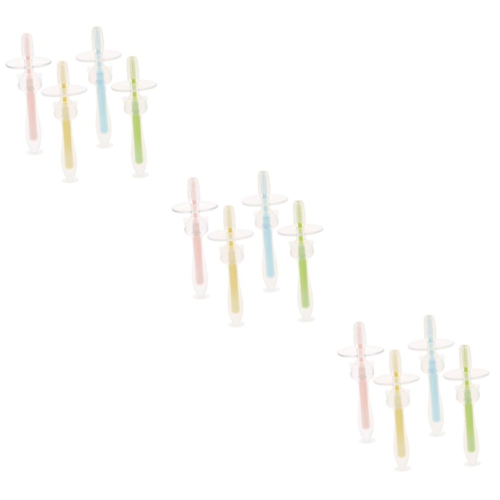 Didiseaon 3sets Infant Toothbrush Silicone Brush for 12 Months and up Soft and Safe for Toddlers 4pcs*3