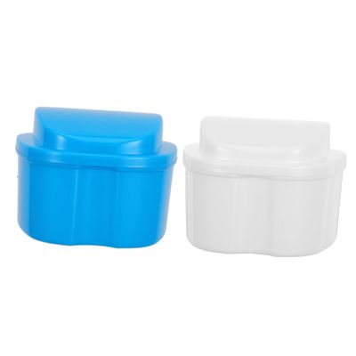 Gogogmee Denture Storage Box 2Pcs Denture Box Holder Portable with Filter Soaking and Cleaning Travel Use