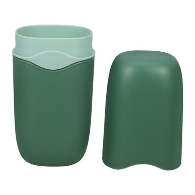 WOONEKY Portable Travel Toothbrush Case and Mouthwash Cup Set, Matcha Green Detachable Toothpaste Holder, Compact Hotel Travel Supply for Oral Care and Daily Hygiene