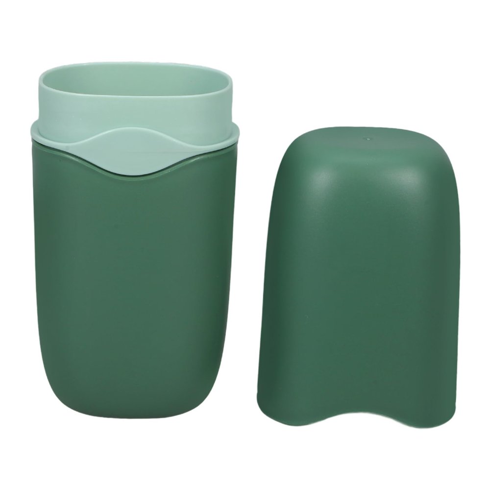 WOONEKY Portable Travel Toothbrush Case and Mouthwash Cup Set, Matcha Green Detachable Toothpaste Holder, Compact Hotel Travel Supply for Oral Care and Daily Hygiene