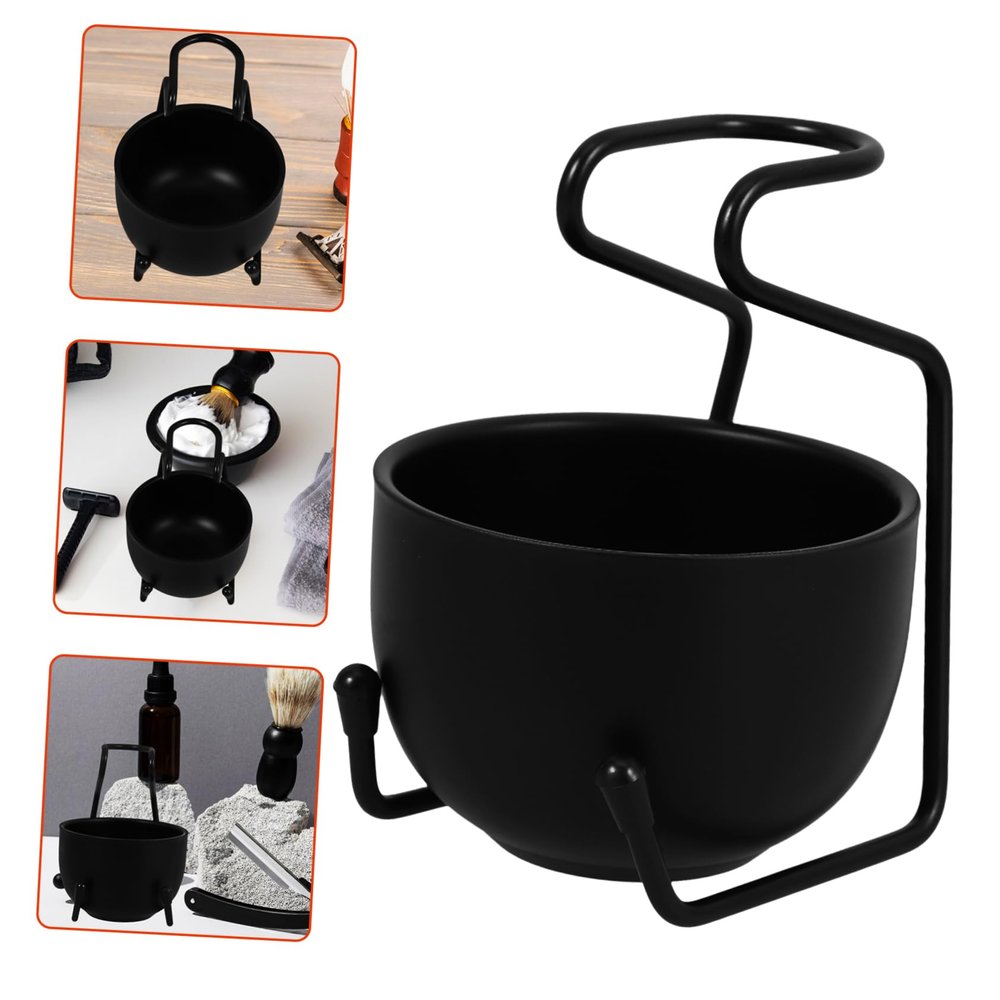Gogogmee 1set Stainless Steel Shaving Brush Stand and Bowl Holder for Men Portable Shaving Tool Convenient Storage for Daily Use