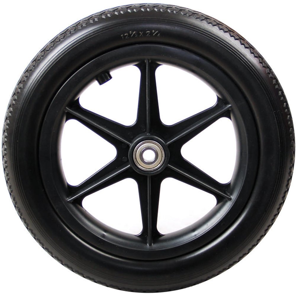 12 inch Manual Wheelchair Wheel Accessories Polyurethane Solid tire Black Gray Safe and Durable(Black)