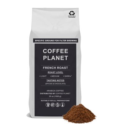 Coffee Planet | French Roast Filter Coffee - 1kg | Dark Roast | Made from Arabica Coffee Beans | Rich Flavoured