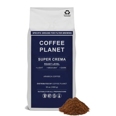 CoffeePlanet | Super Crema Filter Coffee - 1kg | Medium Roast | Made from Arabica Coffee Beans | Rich Flavoured