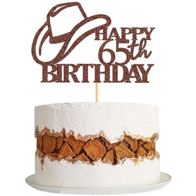Ercadio 3 PCS Happy 65st Birthday Cake Topper Coffee Glitter Cheers to 65 Years Birthday Cake Pick 65 Fabulous Cake Decoration for Happy 65st Birthday Anniversary Party Cake Decorations Supplies
