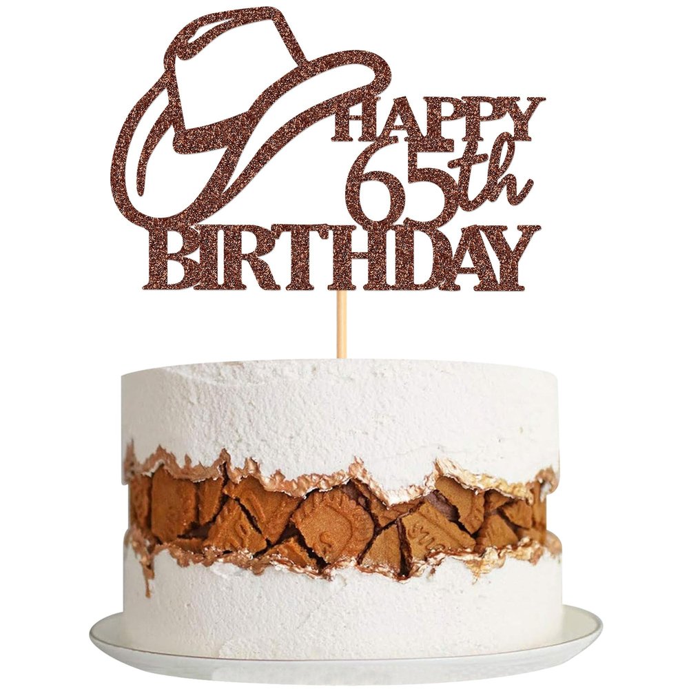 Ercadio 3 PCS Happy 65st Birthday Cake Topper Coffee Glitter Cheers to 65 Years Birthday Cake Pick 65 Fabulous Cake Decoration for Happy 65st Birthday Anniversary Party Cake Decorations Supplies