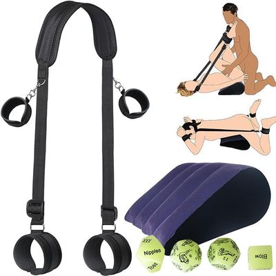 3 in 1 Wedge Pillow Inflatable Cushion,Portable Pillow,Sex Things for Couples Kinky Play Hand Leg Cuffs Strap Set Ankle Wrist Restraints for Couple Under Queen Bed Sweater