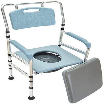 Commode Chair Medical Foldable Bedside Commode with Removable Bucket Portable Camping Toilet Chair with Arm and Back for Seniors Home Medical Toilet Frame with Seat
