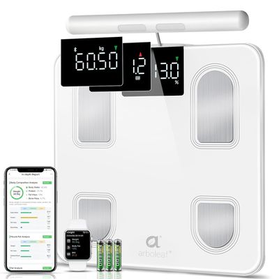 arboleaf Smart Scale for Body Weight and Fat, 8 Electrode Body Composition Scale with Handle, Bluetooth Digital Weight Scale, Body Scanner Scale with 26 Metrics for BMI Muscle Mass, 180kg/400lb