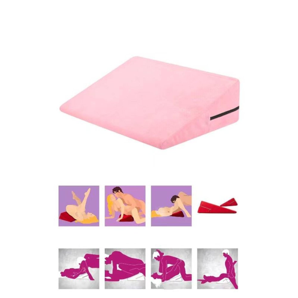 Adult Couple Flirting Aid Pillow Cushion Triangle Backrest Pad for Intimacy and Pregnancy Preparation Sex Pillow Wedge Position Pillow Sex Furniture Foam Sex Cushion for Adult Couples (Pink)