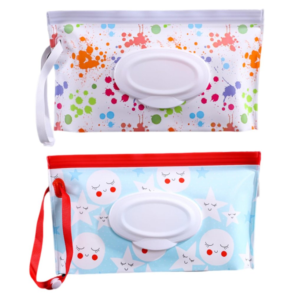 Acpetdr 2Pcs Wet Wipes Bag Dispenser, EVA Wet Wipes Bag, Waterproof Wet Wipes Case, Portable Wet Wipes Bag, Travel Wet Wipes Bag, Refillable Travel Wet Wipes Bag Pouch, Portable Wet Wipes Bag