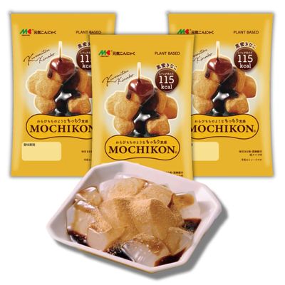 Mochikon - Chewy Konjac Dessert, Mochi-Like Texture, Gluten-Free, Plant-Based, Made in Japan, 100g, Pack of 3 (Kuromitsu Kinako) by B-GENKi