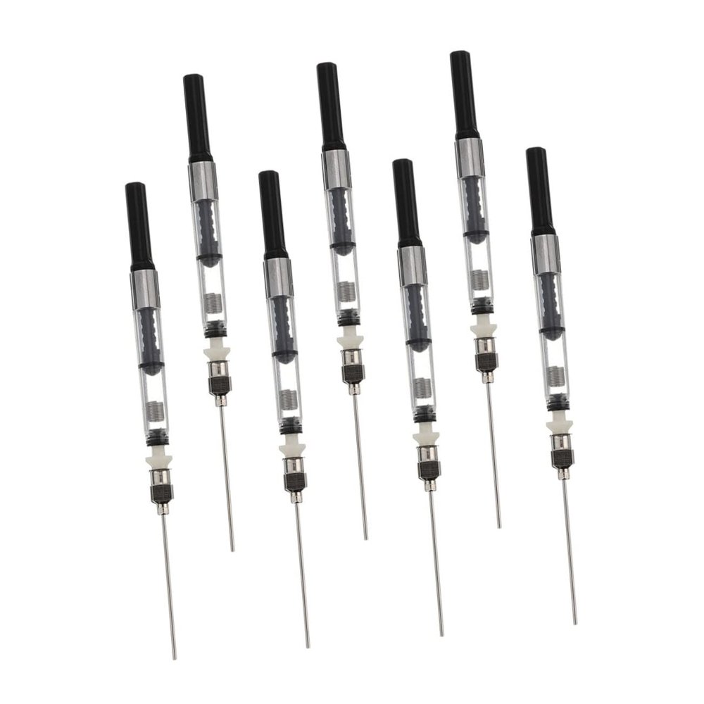 SHINEOFI Fountain Pen Tool Ink Absorbing Assistant Tool 7pcs Black Stainless Steel and Plastic Ink Fill Assistant for School Students and Office Workers Convenient to Carry for Indoor